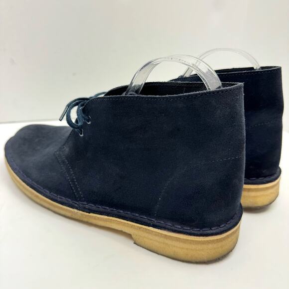 Clarks | Women's Dark Navy Blue Suede Leather Lace Up Desert Chukka Boots - Picture 8 of 12